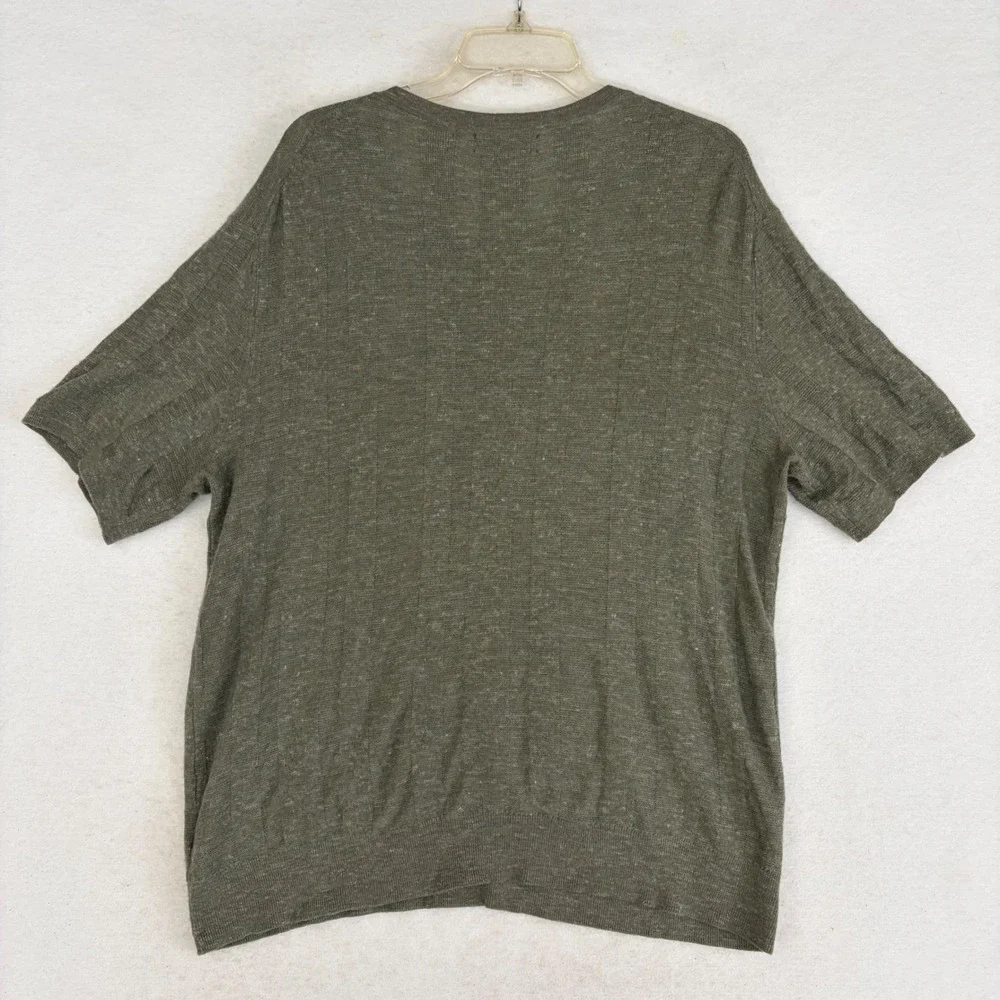 Banana Republic Lightweight Merino-Linen Henley Shirt Olive Green Men's L Tall
